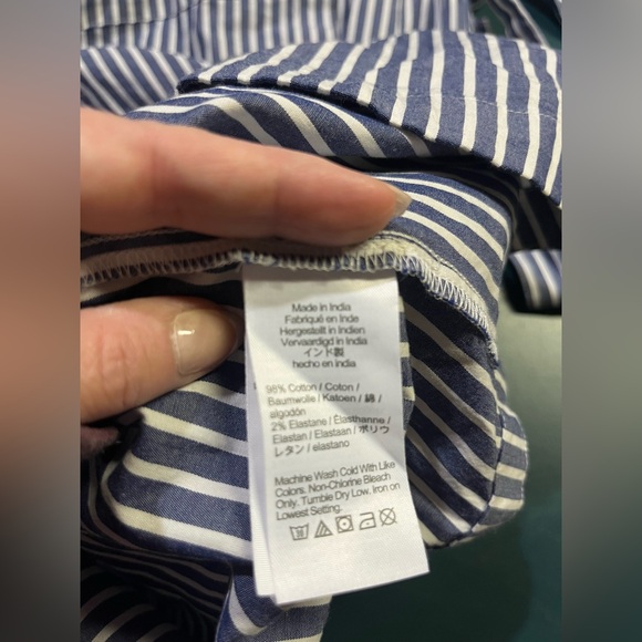 J. Crew Long Sleeve Striped Button Dress w/ Tie and Pockets (074) - Picture 8 of 8